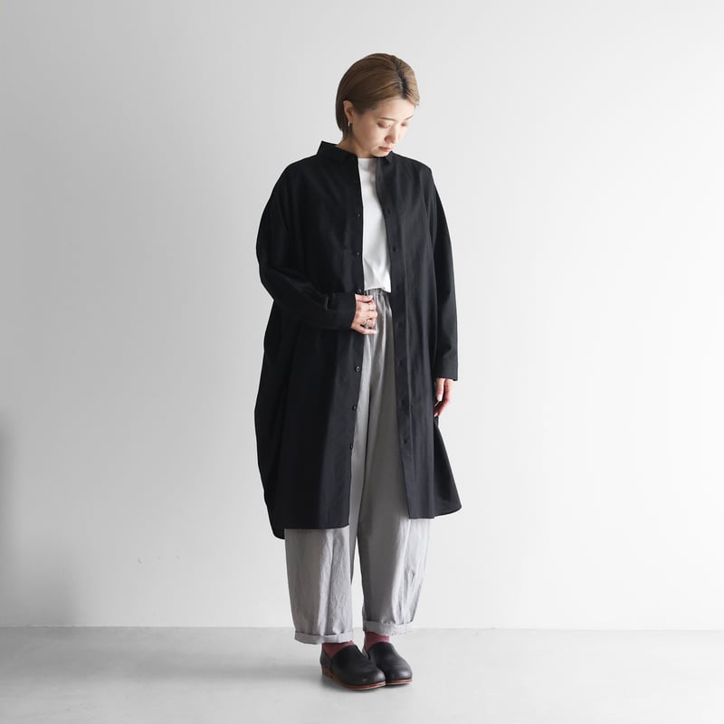 ANCELLIM ブラックリネンシャツ サイズ2 アンセルム ANCELLM リネンプルオーバーシャツ LINEN PULLOVER