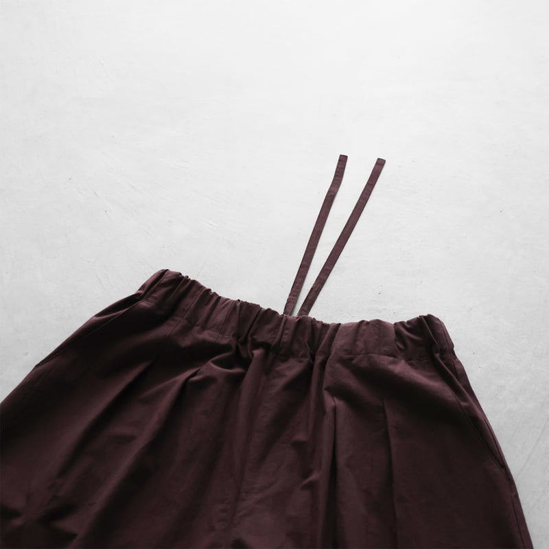 綿ウールタイプライタークロススカートパンツ（ボルドーブラウン