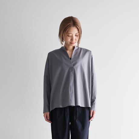 ギザコットンブロードスキッパープルオーバ（グレー）【レディス】U611