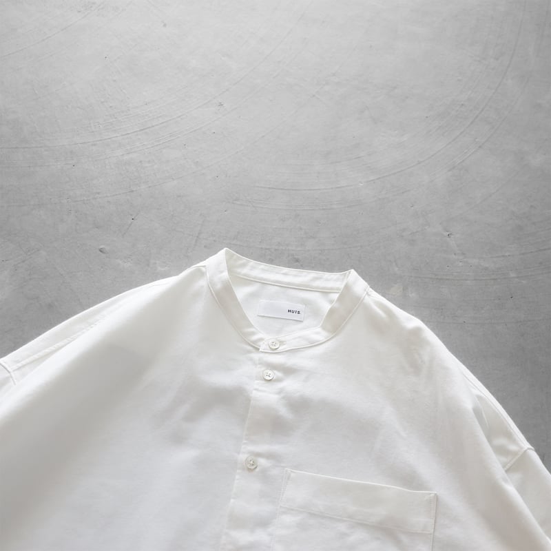 スヴィンオックスフォードバンドカラーオーバーシャツL（きなり