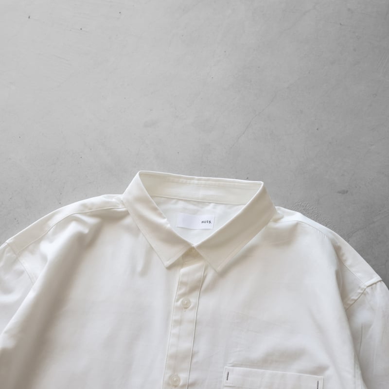 HUIS. オーガニックコットン オープンカラー オーバーシャツ ユニセックス オーガニックコットンビッグシャツ（白）【ユニセックス】011