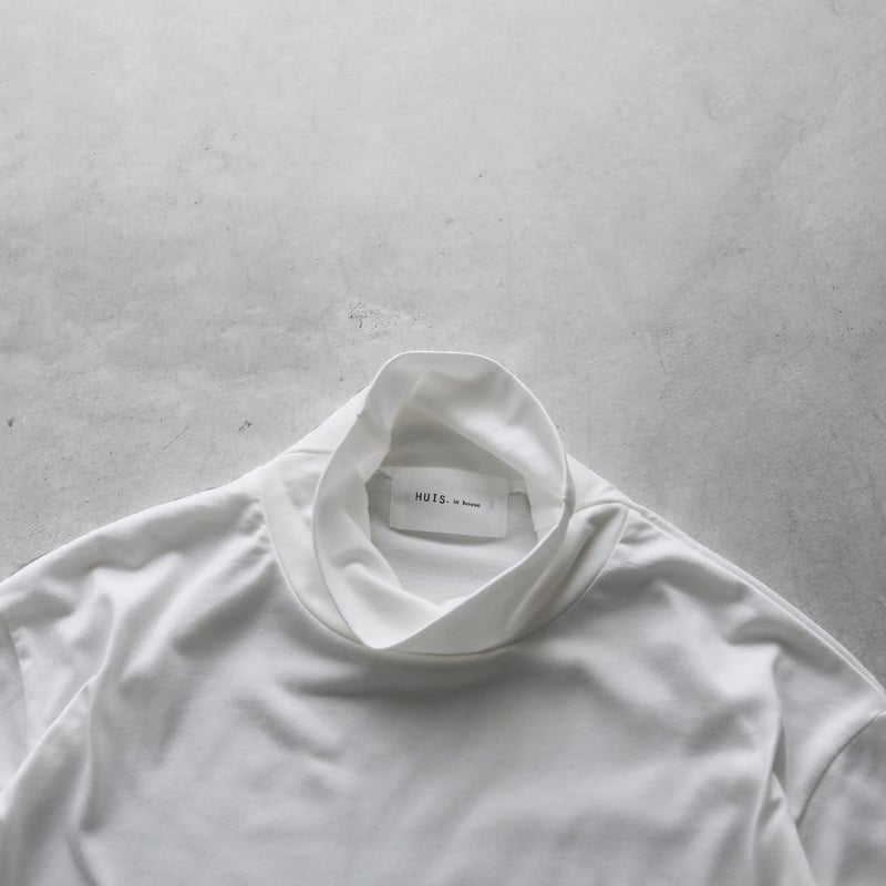 HUIS in house］SUVIN COTTON長袖タートルネックカットソー（白