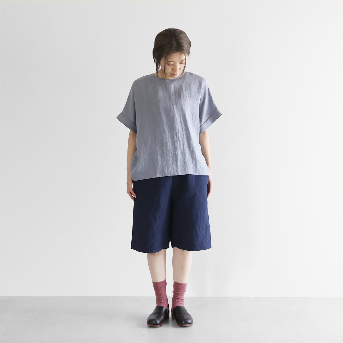 HUIS バンブーリネンオーバーオール ネイビー ユニセックス 509 フリー HUIS | バンブーリネンイージーワークパンツ（ネイビー）【ユニ