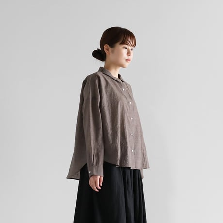 HUIS ハウス　長袖ブラウン HUIS×yohaku吊り編み&茶綿スウェットロングカーディガン