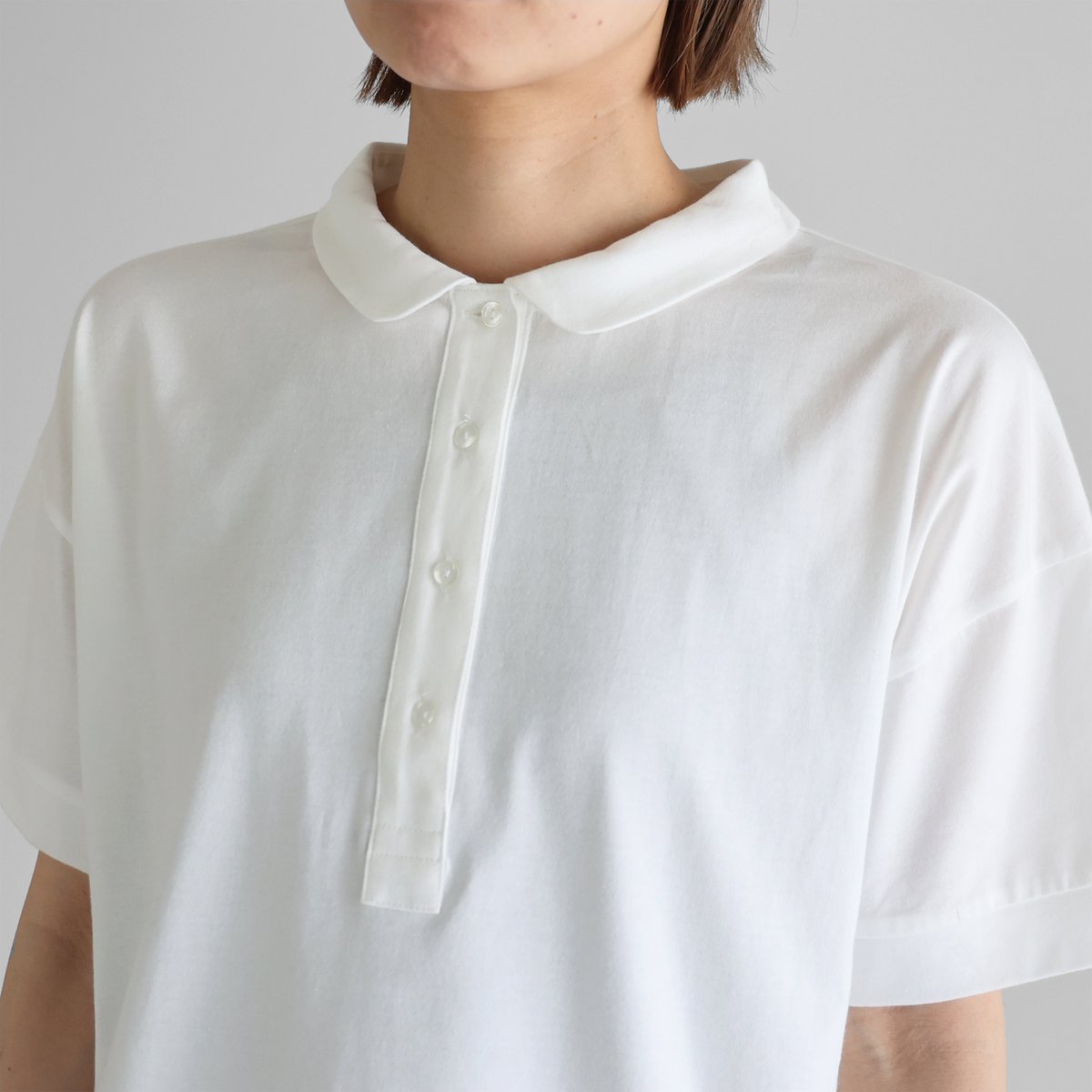 【新品】HUIS in house SUVIN COTTON 半袖ポロカットソー HUIS in house］SUVIN COTTON半袖ポロカットソー（ダーク