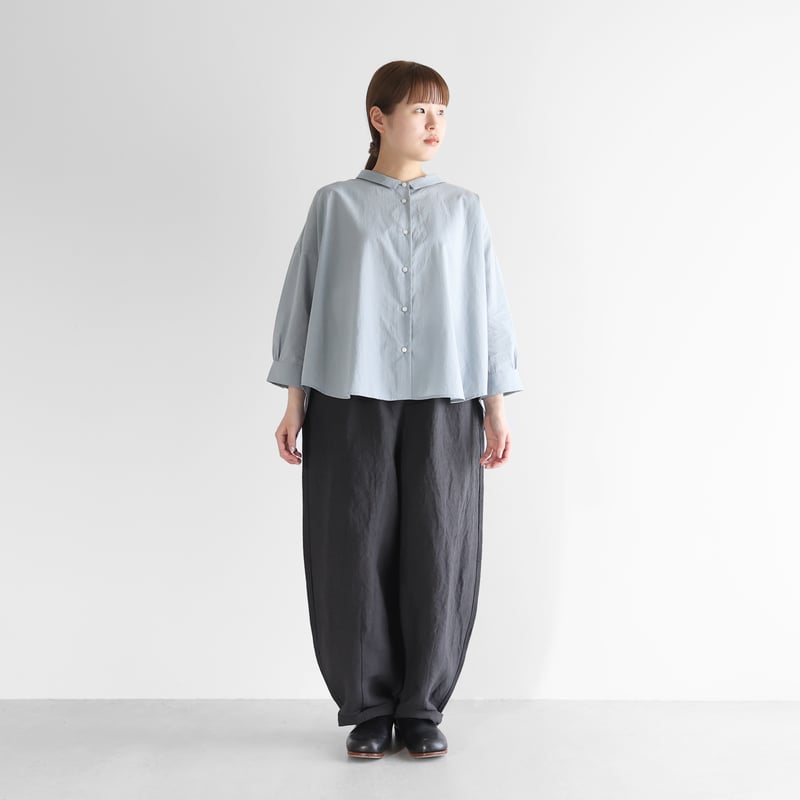 HUIS.遠州織物 バンブーリネンバルーンパンツ（ライトグレー）