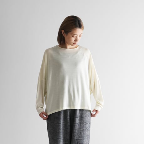 ［HUIS in house］メリノオプティモウォッシャブルウール天竺長袖コクーンカットソー（アイボリー）【レディス】CS202