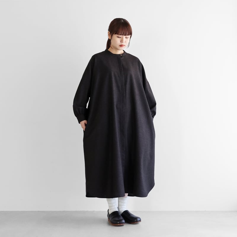 HUIS×尾州”ウールトロバルーンスリーブワンピース（ダークモカ 
