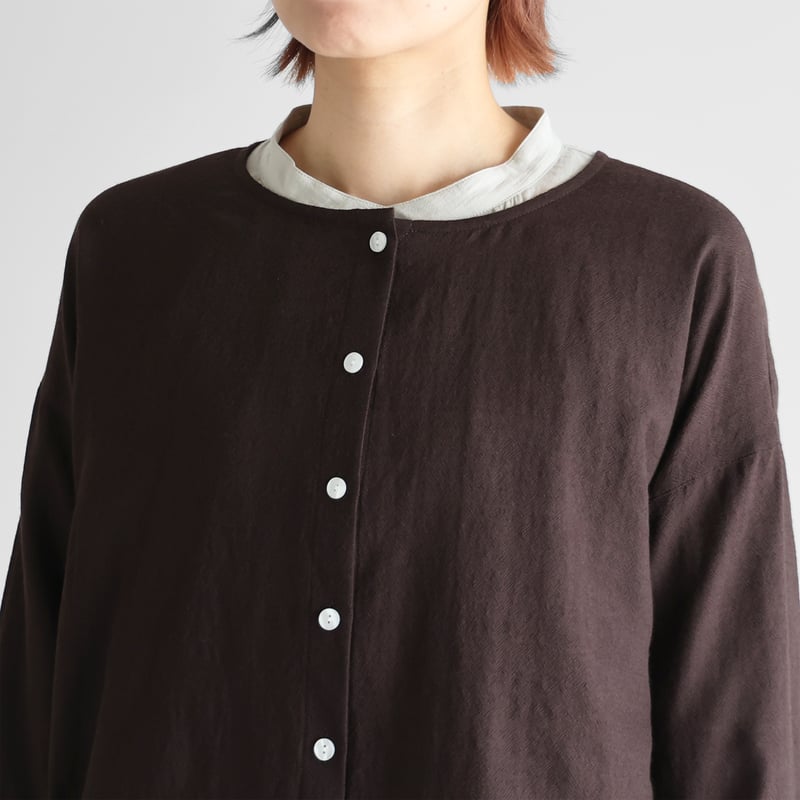 ウォッシャブルウールショートカーディガン（ダークモカ）【レディス  