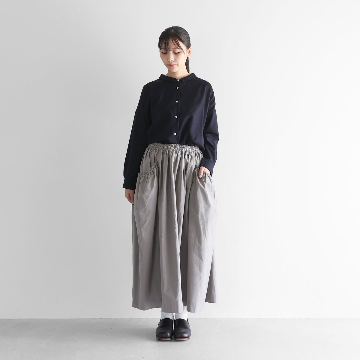 極美品♡フォクシー♡中綿スカート オーガニックコットンポケットギャザーロングスカート（ライト