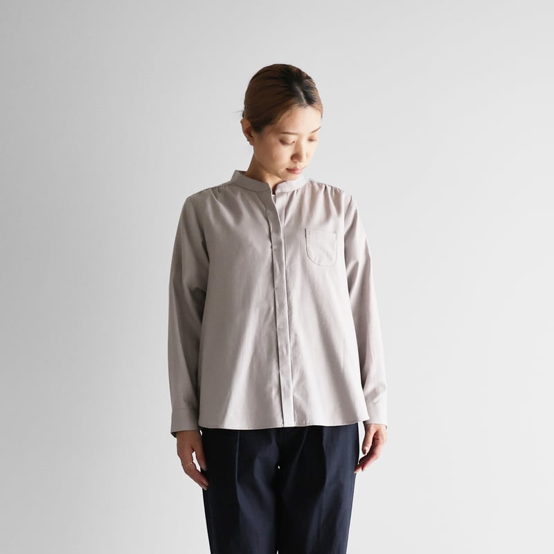 フランス綾シャツブラウス(ライトグレー)【レディス】 U101 | HUIS  