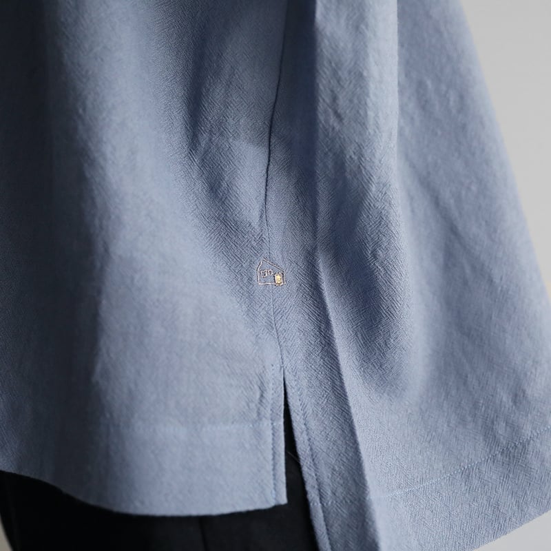 ウォッシャブルウールワイドブラウス（グレイッシュブルー）【レディス