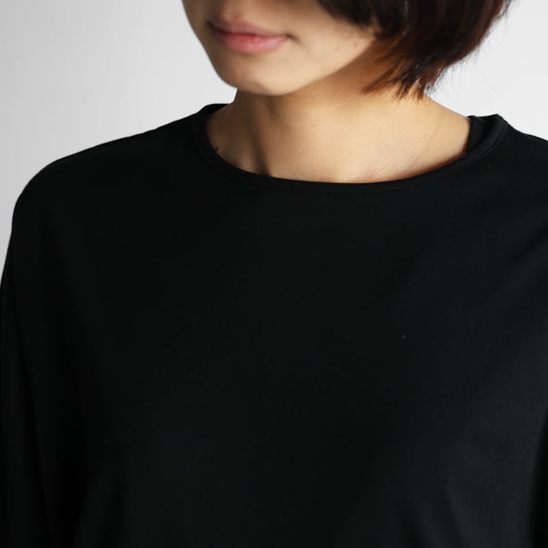 HUIS in house］SUVIN COTTON長袖コクーンカットソー（ブラック）【レデ