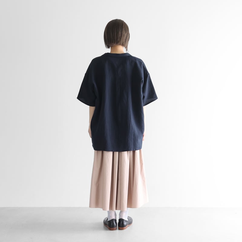 オールドレピアリネンオープンカラー半袖オーバーシャツL
