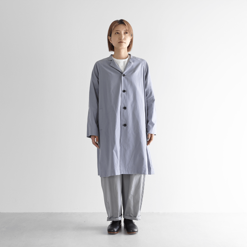 オーガニックコットンライトオックスアトリエコート（スチールグレー