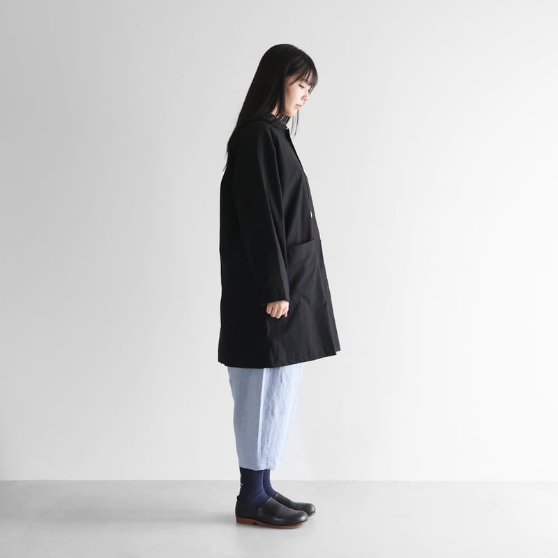 バフクロスステンカラーコート （ブラック）【ユニセックス】IH316