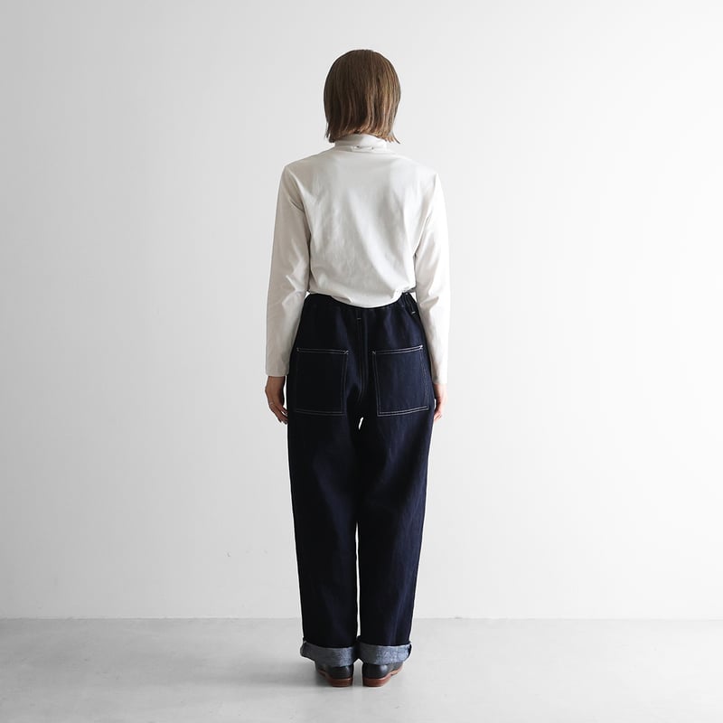 HUIS×三備”綿麻シャトルデニムワイドストレートワークパンツ