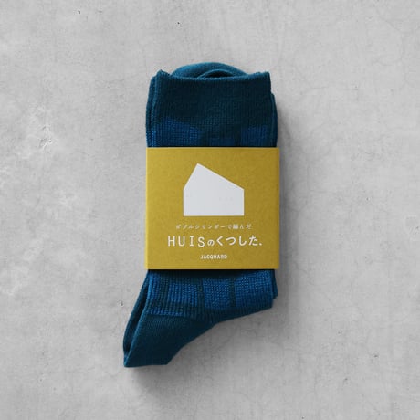 ［HUISのくつした］JACQUARD（ブルーグリーン）【ユニセックス22cm-27cm】