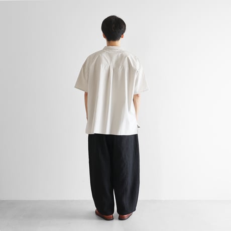 オーガニックコットンオープンカラー半袖オーバーシャツL（オフグレー）【ユニセックス】022L