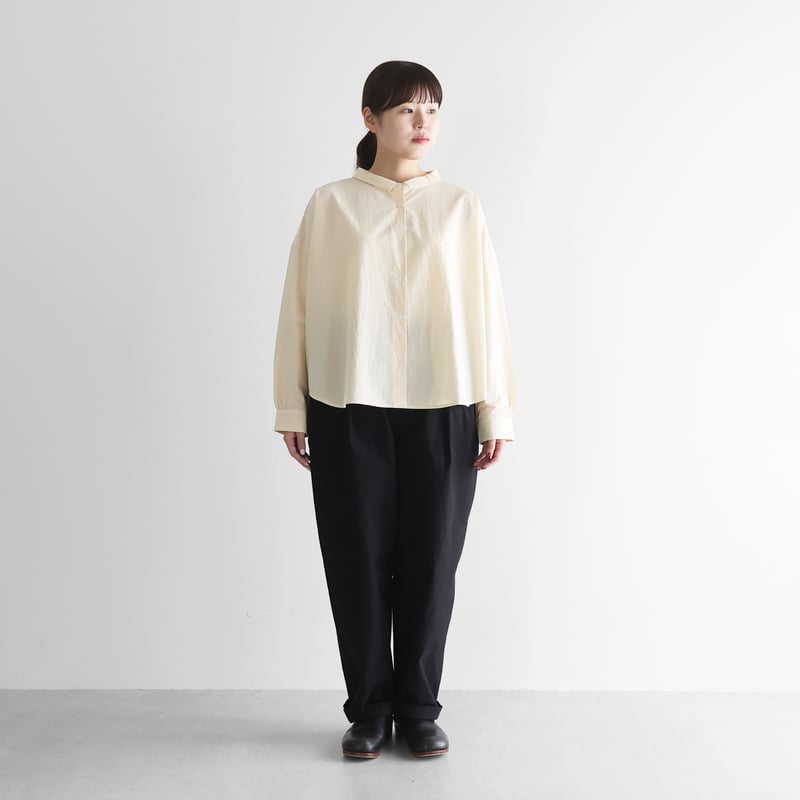 huis 512-H08-09バフクロス セミワイドパンツ ブラック huis 512-H08-09バフクロス セミワイドパンツ ブラック 先染めバフ