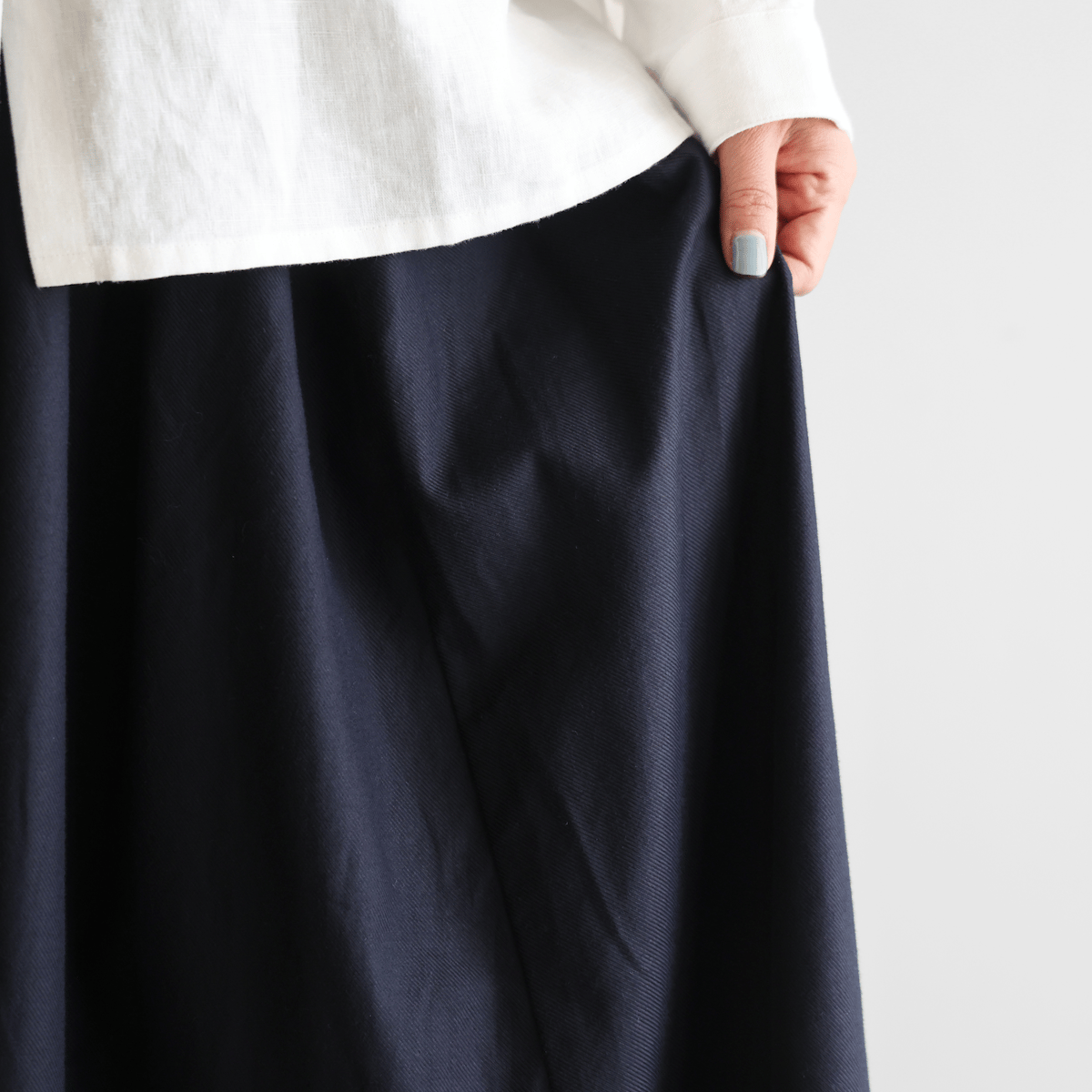 フランス綾ロングスカートL（ダークネイビー）【レディス】U402L