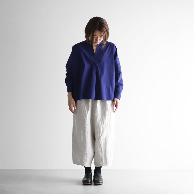 HUIS.ハウス　バンブーリネンバルーンパンツ（グレージュ)ユニセックス バンブーリネンサルエルバルーンパンツ（グレージュ）【ユニ
