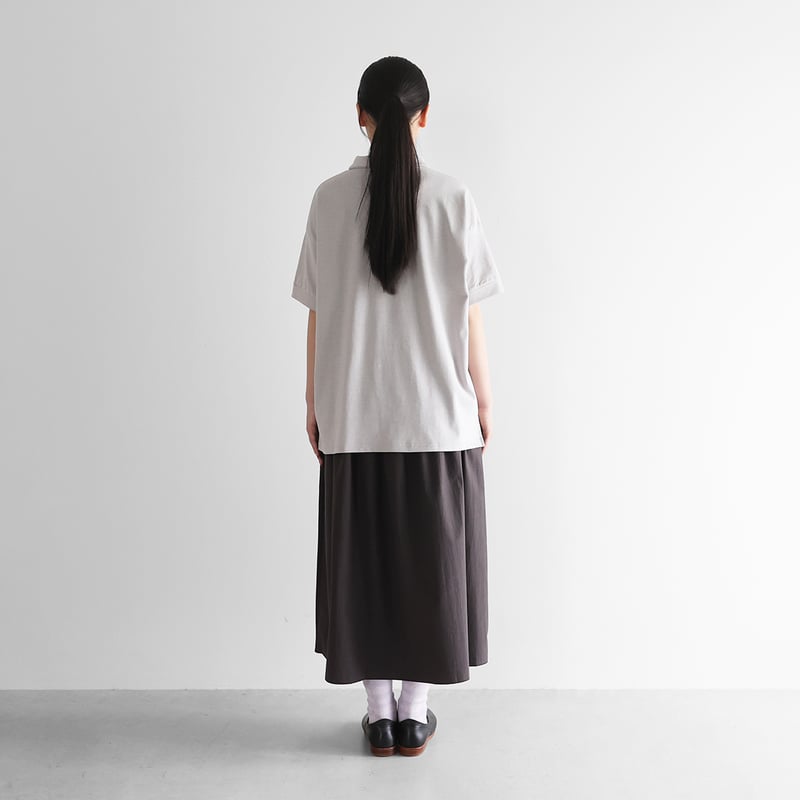 HUIS in house］綿麻天竺半袖ポロカットソー（シルバーグレー