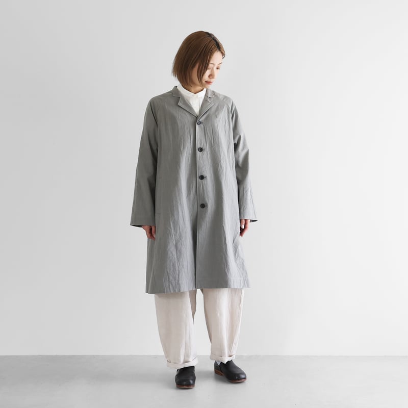 やわらかシーチングコットンアトリエコート（ライトグレー）【ユニ