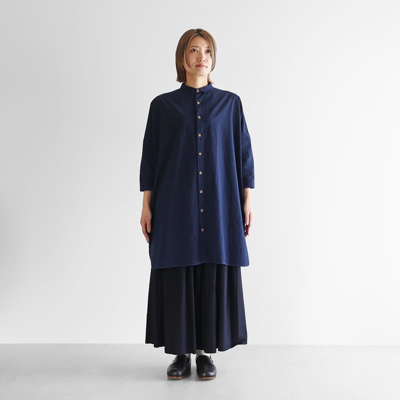 HUIS×sayu 本藍染めコットンロングシャツ【ユニセックス】004 | HUIS