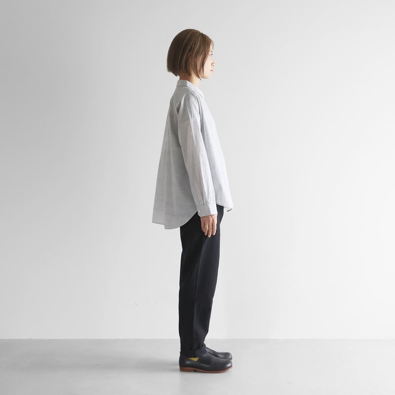 コードレーンワイドブラウスL(トップ糸グレーストライプ）【レディス