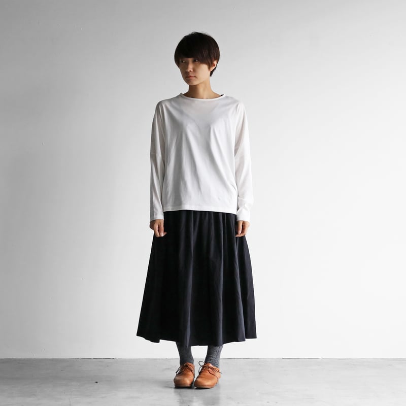 HUIS in house］SUVIN COTTON長袖コクーンカットソー（白）【レディス】