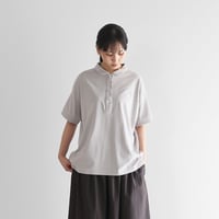 ［HUIS in house］綿麻天竺半袖ポロカットソー（シルバーグレー）【レディス】CS107