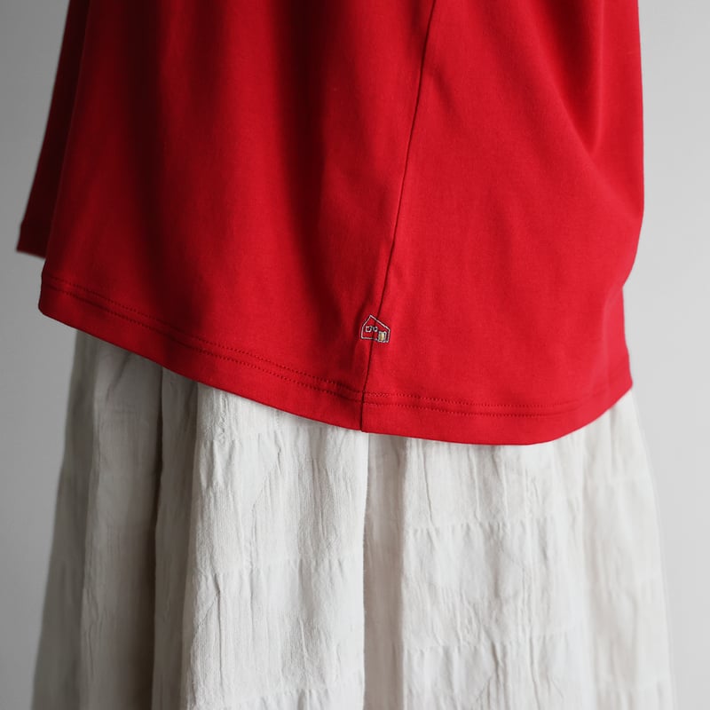 HUIS in house］SUVIN COTTONカットソーL（レッド）【ユニセックス】C