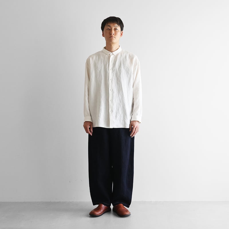 HUIS×三備”綿麻シャトルデニムバルーンパンツロング（インディゴ