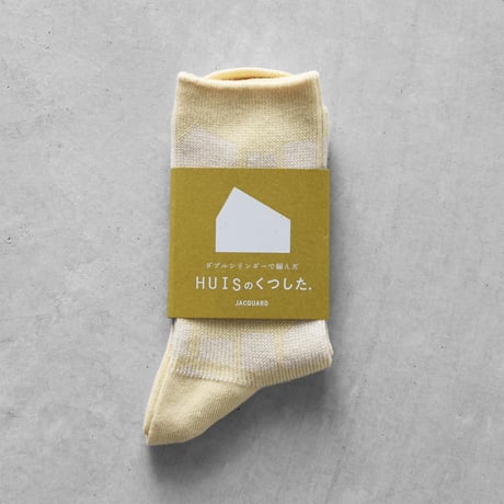［HUISのくつした］JACQUARD（カスタード）【ユニセックス22cm-27cm】