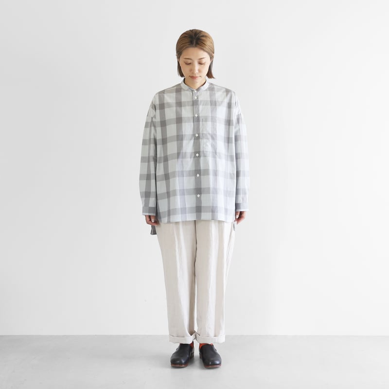 レピアコードブロックバンドカラーオーバーシャツ（グレーチェック