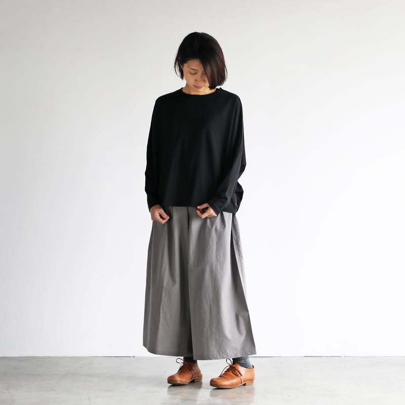 HUIS in house］SUVIN COTTON長袖コクーンカットソー（ブラック）【レデ