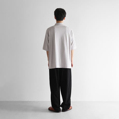 ［HUIS in house］綿麻天竺ビッグポロカットソー（シルバーグレー）【ユニセックス】CS111