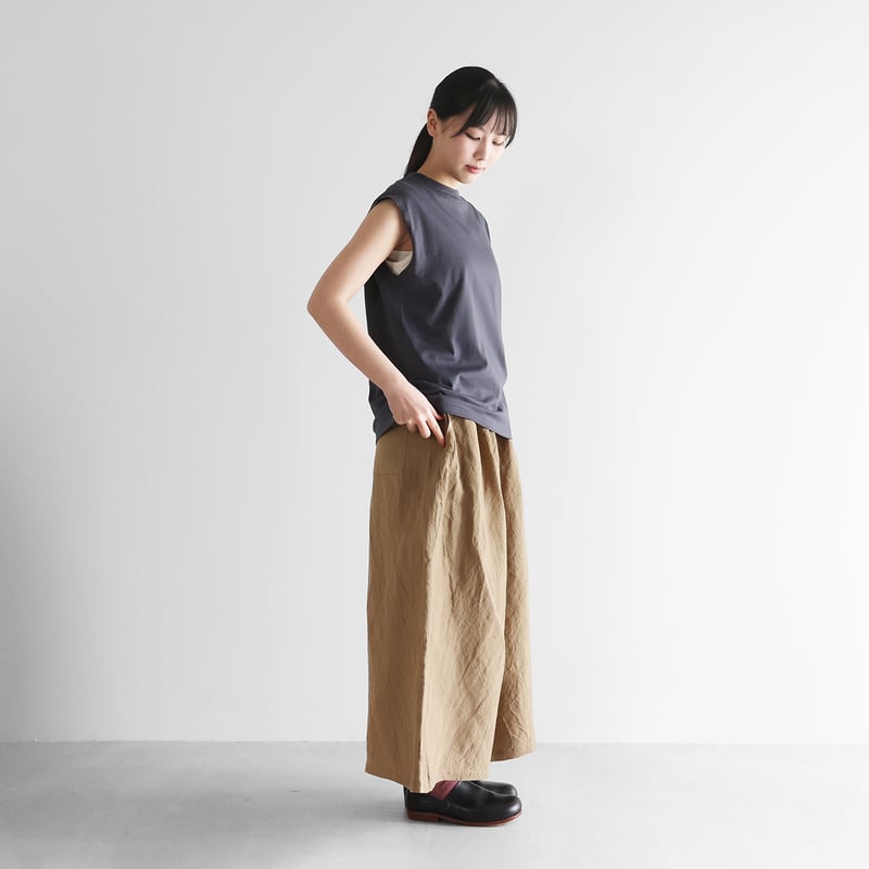 HUIS in house］SUVIN COTTONノースリーブカットソー（ダークグレー）【