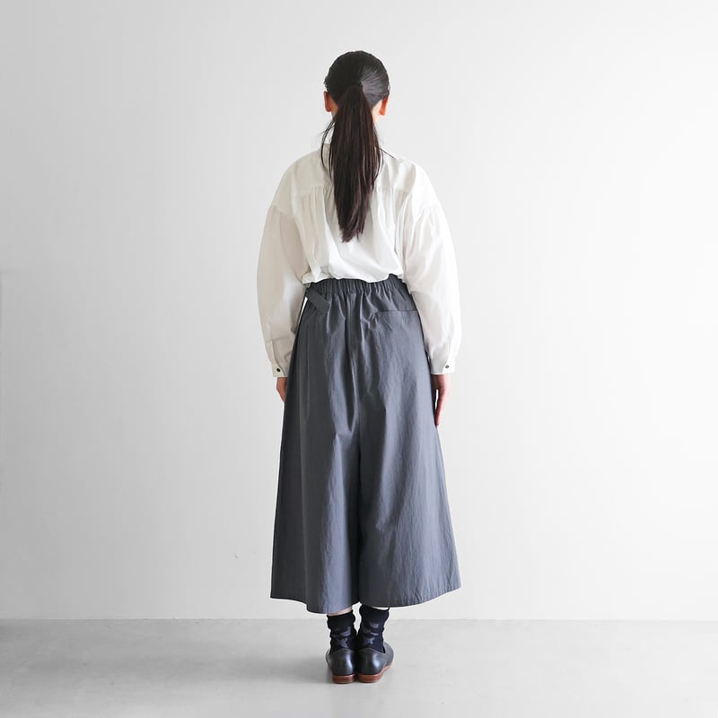 オーガニックコットンラップスカートパンツ（ダークグレー）【レディス