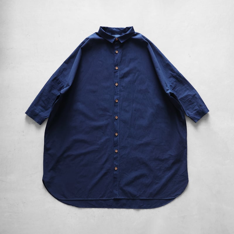 HUIS×sayu 本藍染めコットンロングシャツ【ユニセックス】004 | HUIS