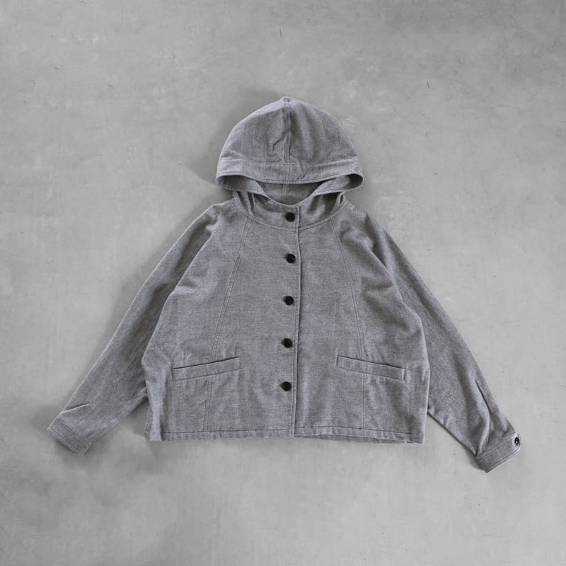 ヤクウール綾ネルポンチョ（ライトグレー）【レディス】315 | HUIS