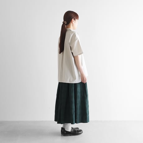 オーガニックコットンオープンカラー半袖オーバーシャツ（オフグレー）【ユニセックス】022