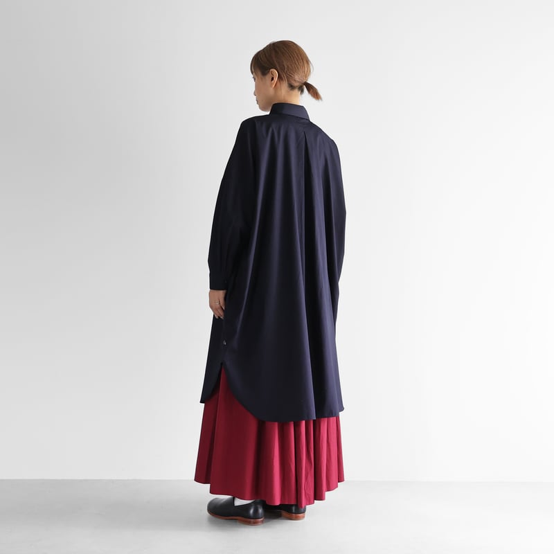 ギザコットンブロードロングシャツ(ダークネイビー)【ユニ ギザコットンブロードロングシャツ(ダークネイビー)【ユニ