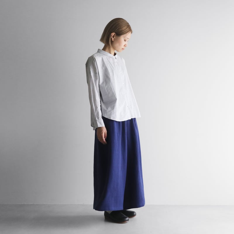 シャトルリネンジャガードスカートパンツ（フレンチネイビー）【ユニ
