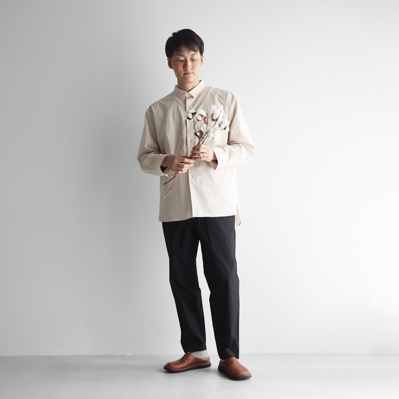 HUIS 棚田コットンビッグシャツ(きなり) 遠州織物×久留女木の棚田プロジェクト】棚田コットンビッグシャツ