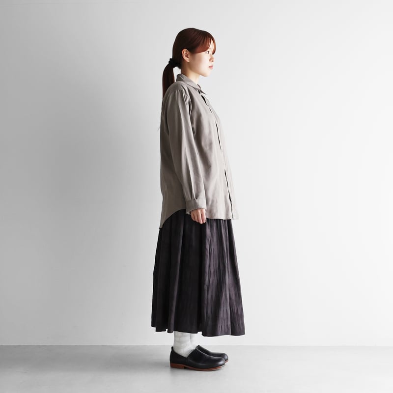 やわらかサテンポケットオーバーシャツ（グレー）【ユニセックス