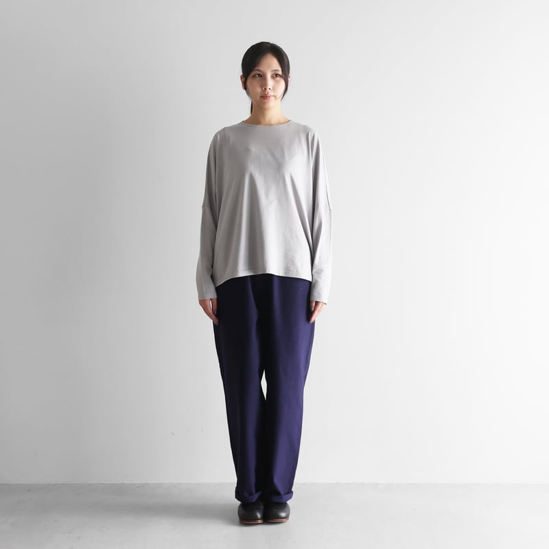 新品タグ付✨HUIS. 遠州織物 SUVIN COTTON コクーンカットソー HUIS in house］SUVIN COTTON長袖コクーンカットソー（シルバーグレー）