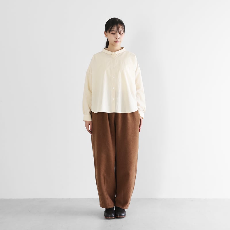 HUIS×尾州”縮絨ウールフランネルバルーンパンツロング（ブラウン