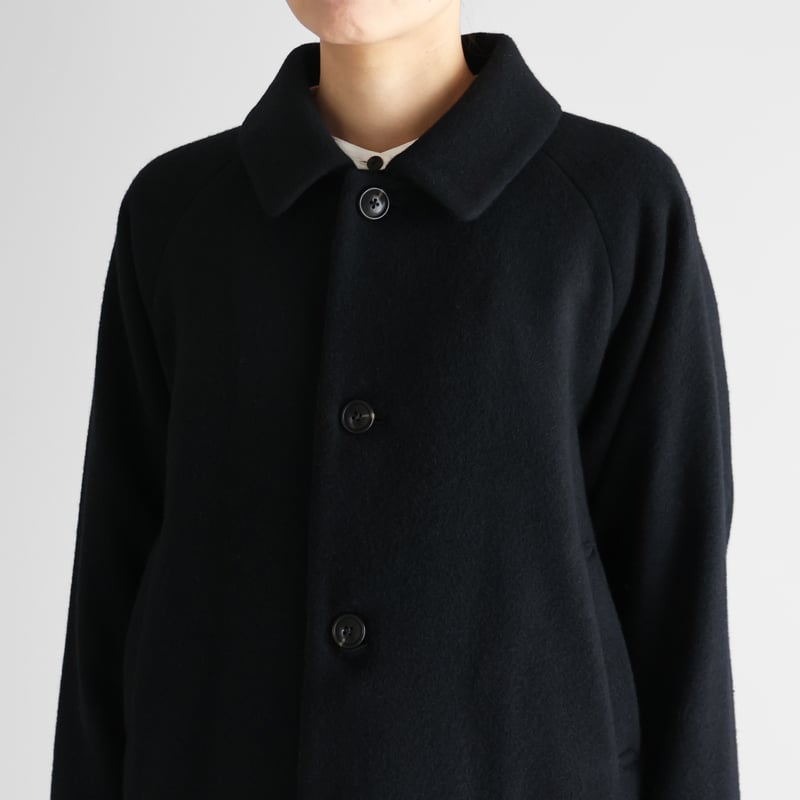 HUIS×尾州”縮絨ウールフランネルショートコート（ブラック）【ユニ